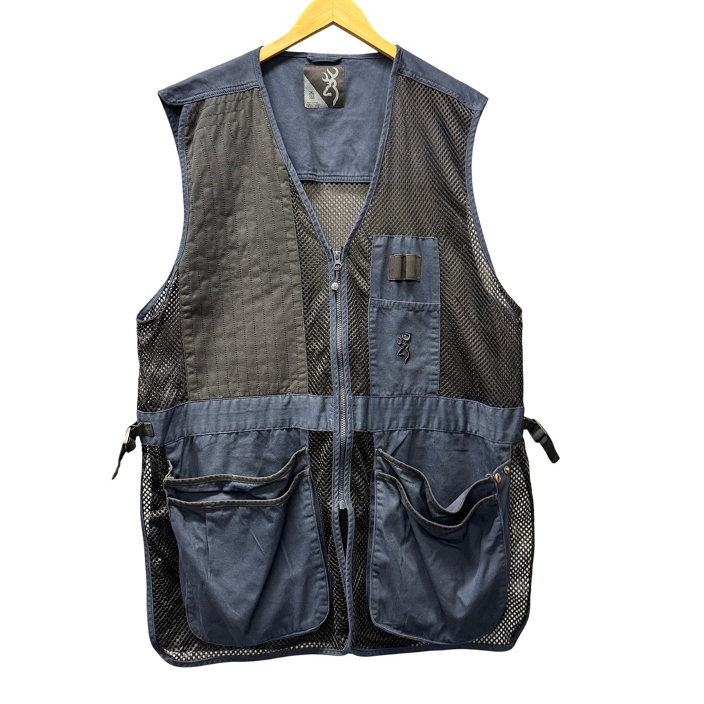 Browning Shooting Vest Mens 3XL Trapper Creek Blue Mesh Hunting Jacket Outdoor